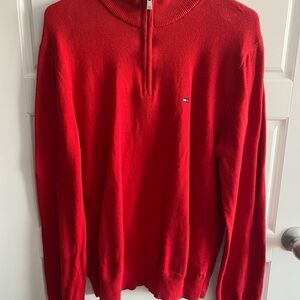 Tommy Hilfiger Men's Red Zip-Up Sweater